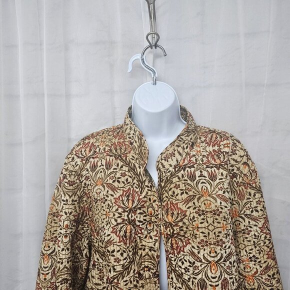 Brown Green Quilted Reversible Jacket Boho Floral Lightweight XL+ - Picture 8 of 13
